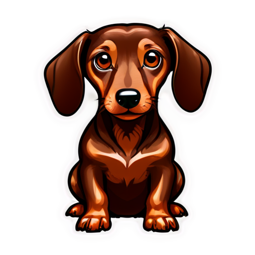 chocolate dachshund with red tan, crazy face - icon | sticker