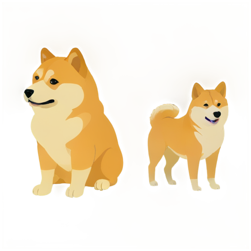 doge meme, 2d, vector, on white - icon | sticker