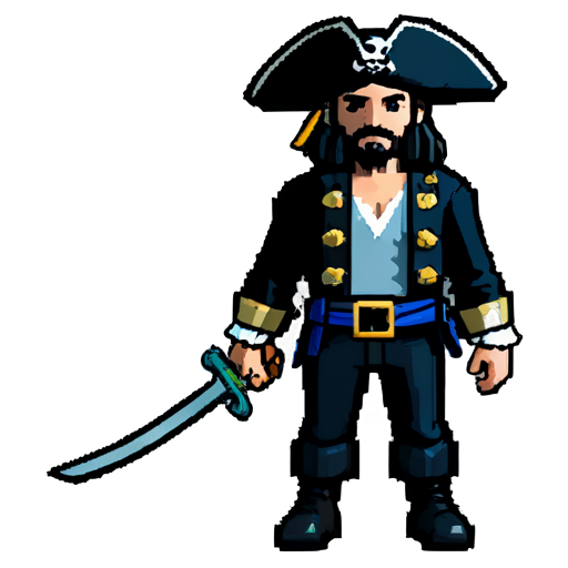 pirate, 8bit, monochrome, avatar - icon | sticker