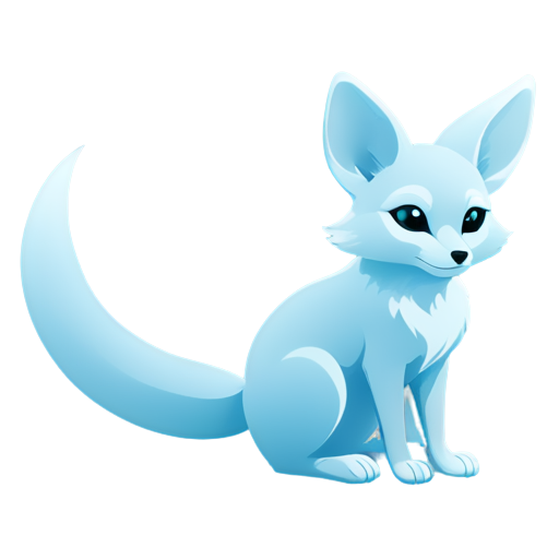 A profile of a sitting fennec fox in silver and azure blue colors for a gamer - icon | sticker