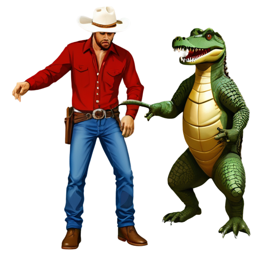 cowboy scolds crocodile for stealing hat - icon | sticker