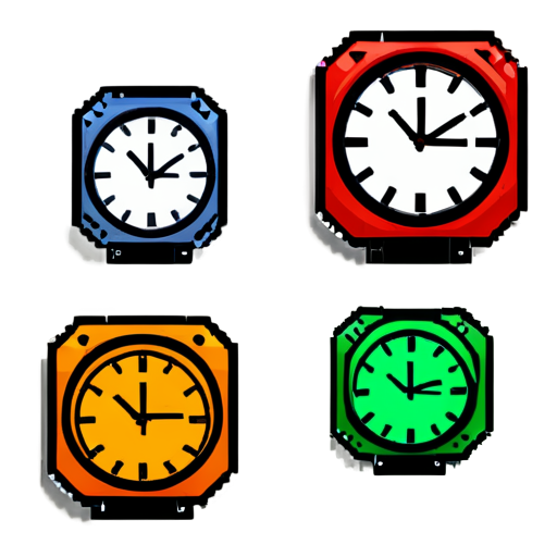 simple clocks in pixelart style - icon | sticker