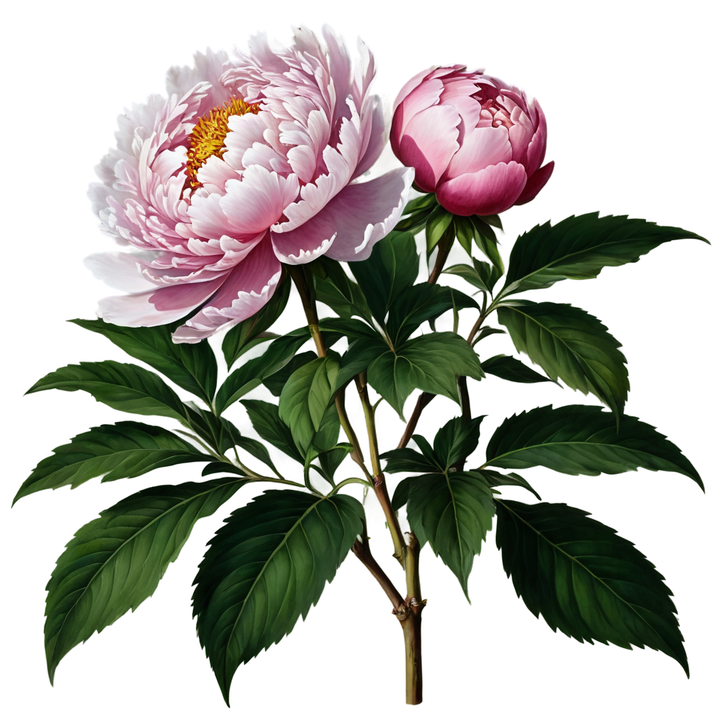 Chinese painting,meticulous painting,meticulous peony,no humans,flower,leaf,pink flower,bug,still life,painting (medium),plant,traditional media,color, - icon | sticker