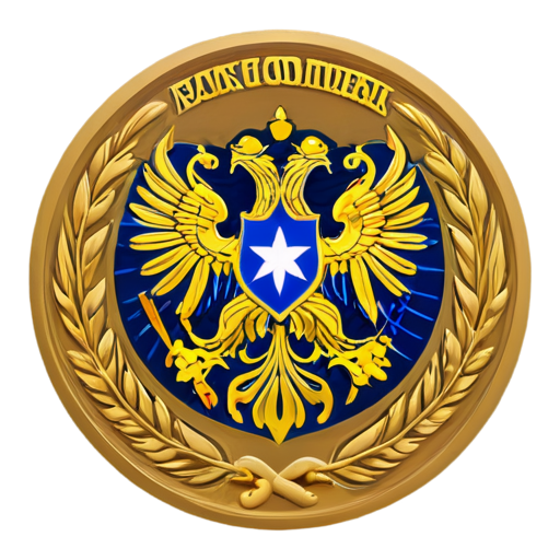 Design a symbol for a moscow bank department, two-headed eagle logo of Bank of Russia, wheat, blue vibes. Please develop a minimalistic, visually appealing design that can be used as a logo, on circle - icon | sticker