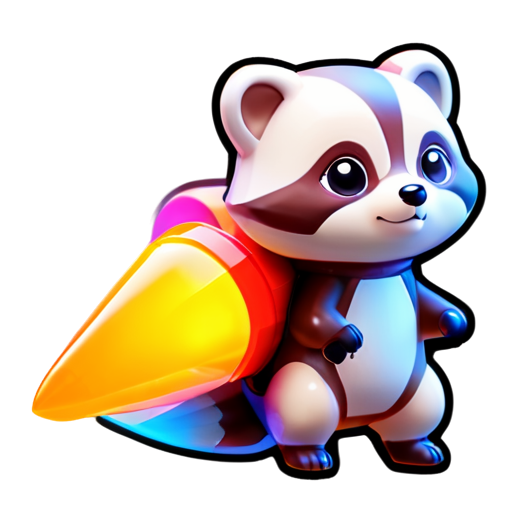 Racoon rocket fighting - icon | sticker