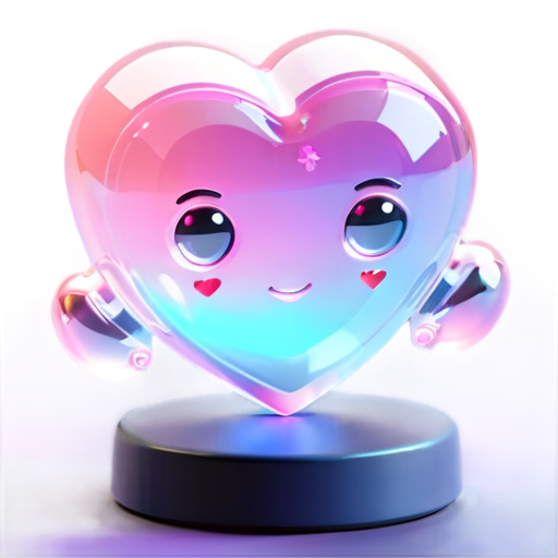 Holographic pink robotic heart - icon | sticker