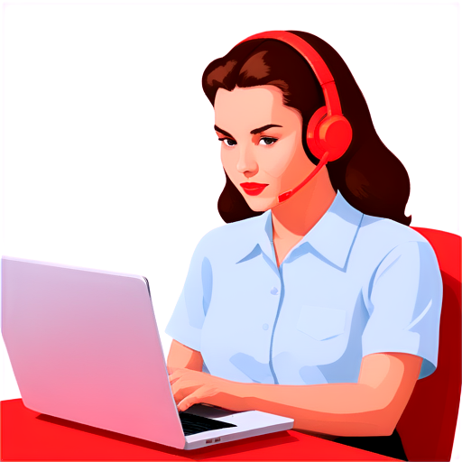 Girl computer operator in the USSR red tones - icon | sticker