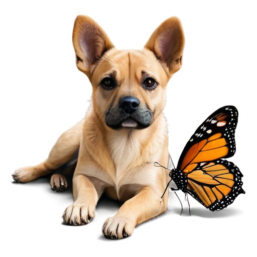 dog and butterfly - icon | sticker