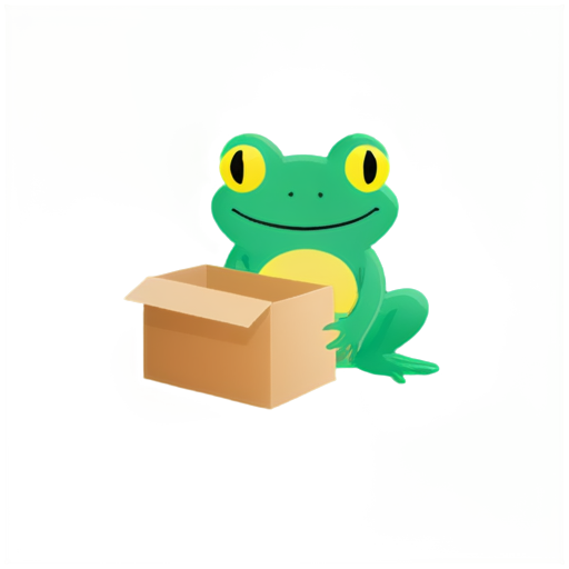 cargo frog with box simple lining icon logo - icon | sticker