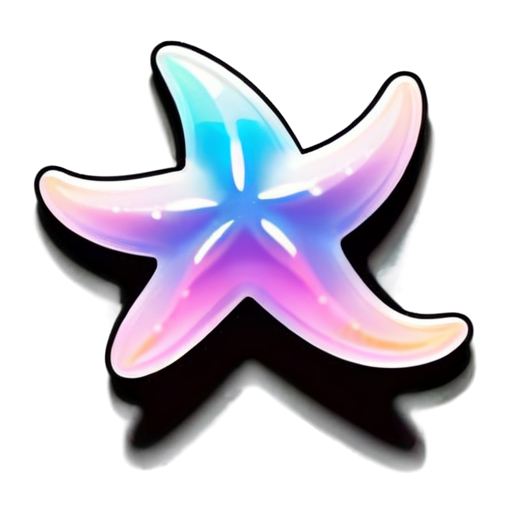 iridescent beautiful starfish. Sticker with white outline - icon | sticker
