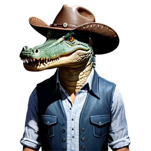 a crocodile with a cowboy cap - icon | sticker