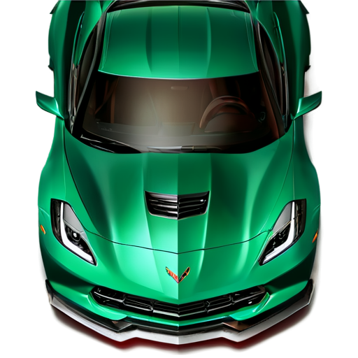 Best Quality. Draw a 2024 corvette stingray, with the doors and hood visible. The base color of the vehicle should be a faded grass green (#9eb89a). Upon this base color, add a car body painting of a red rose with a long, curved stem with falling petals. The painting of the rose sohuld span from the hood to the side of the car. The car should be parked inside a clean garage, with its paint easily visible. - icon | sticker