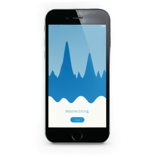 mobile application, thin blue line shape smartphone, white screen with a blue graph inside and title MyNutrilog - icon | sticker