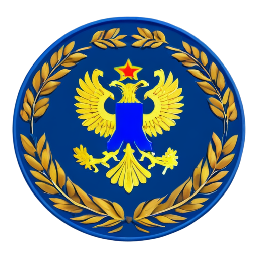 Design a symbol for a moscow bank department, two-headed eagle logo of Bank of Russia, wheat, blue vibes. Please develop a minimalistic, visually appealing design that can be used as a logo, on circle - icon | sticker