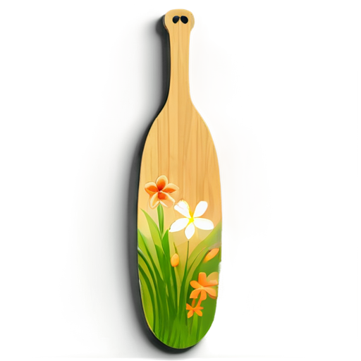 Create a modern icono of a paddle silhouette inside an oasis with flowers - icon | sticker