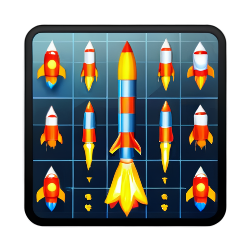Design an icon for Tapping game where user is tapping rockets placed in Puzzle grid - icon | sticker