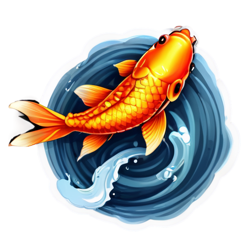 2 koi fish circling strawberry in the middle - icon | sticker