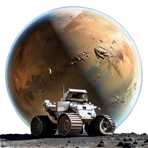 a rover mining an unknown planet and finding valuable elements on it - icon | sticker