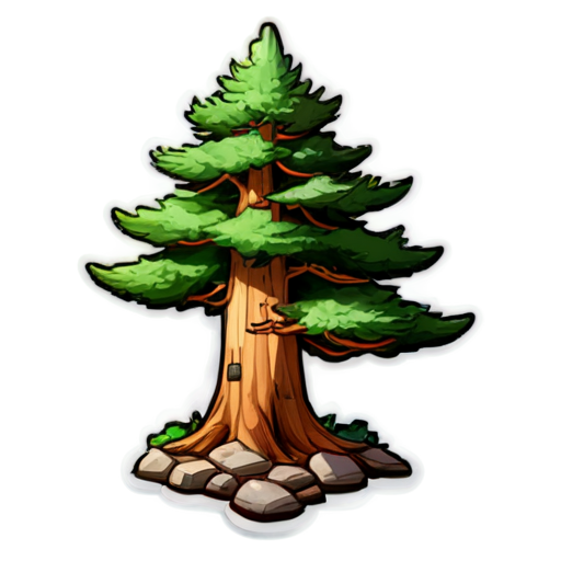 two pines near big rock - icon | sticker
