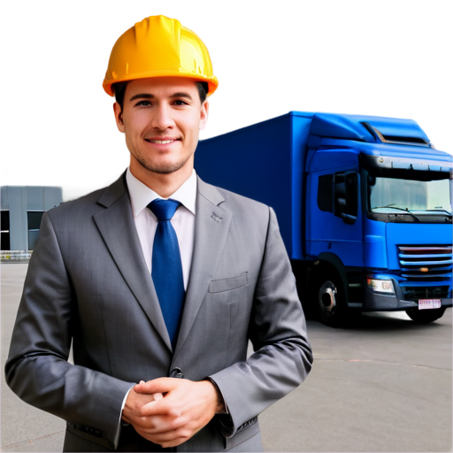 european sales agent of the insurance company, with logistic facilities in the background, show the upper body - icon | sticker