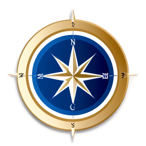 Based on the slanted circle, outline the compass compass, design a concise pointer in the center of the disc, slightly tilted. Use smooth, simple lines to outline the scale and needle of the compass and avoid complicated decorations. Use dark blue or black as the main color to convey a sense of stability and technology. The abstract painting of M and C letters in "mengxichat" is integrated into the scale design of the compass to form a unique visual symbol. Use negative space. - icon | sticker