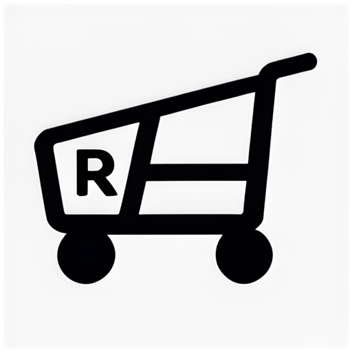 logo supermarket cart with RS written inside with technology details - icon | sticker