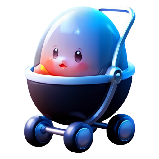 baby egg stroller icon grey no background no 3d - icon | sticker