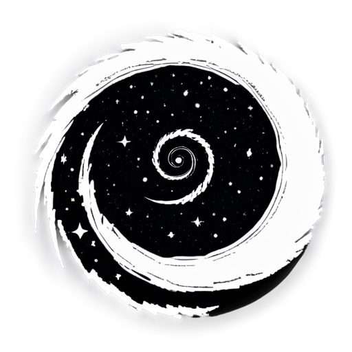 spiral galaxy milky way angled black and white - icon | sticker