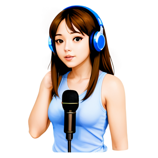 anime girl, icon, head with microphone, voice assistant - icon | sticker