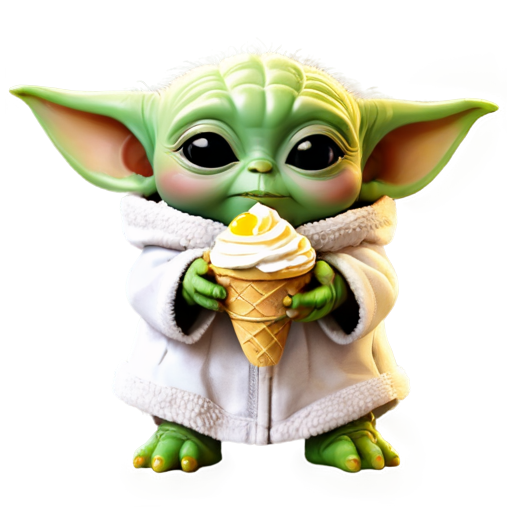 Baby yoda eat ice cream - icon | sticker