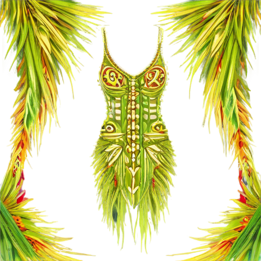 Intricate reach tribal jungle dress made of grass - icon | sticker