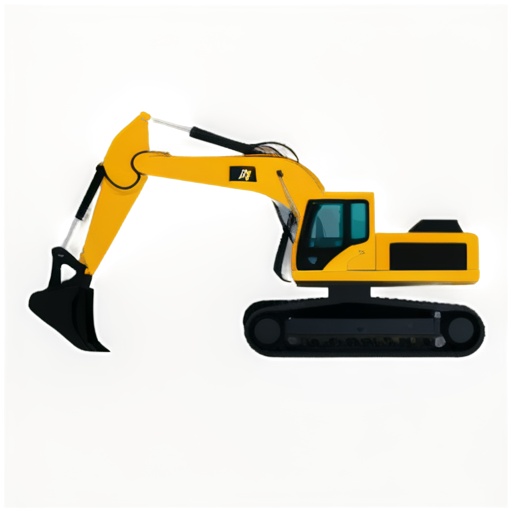 excavator, side view, flat, minimalistic, black and white - icon | sticker