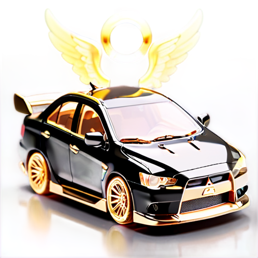 Mitsubishi lancer 9 in black with gold discs and angel eyes - icon | sticker