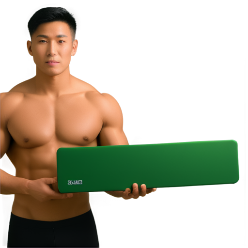 a muscular hong kong male holding a green keyboard - icon | sticker