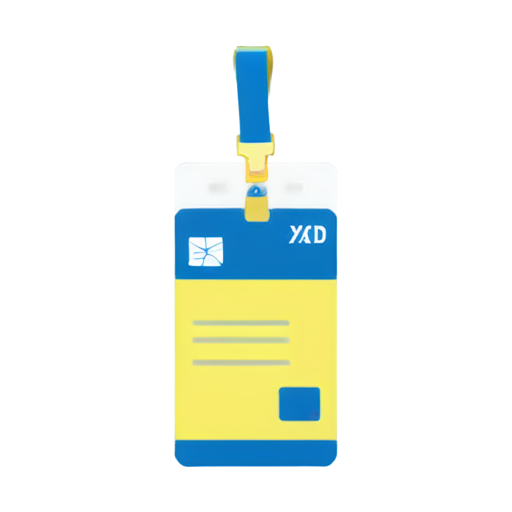 generate ID card diagonal crossed from one side top of the card in blue an yellow shade - icon | sticker