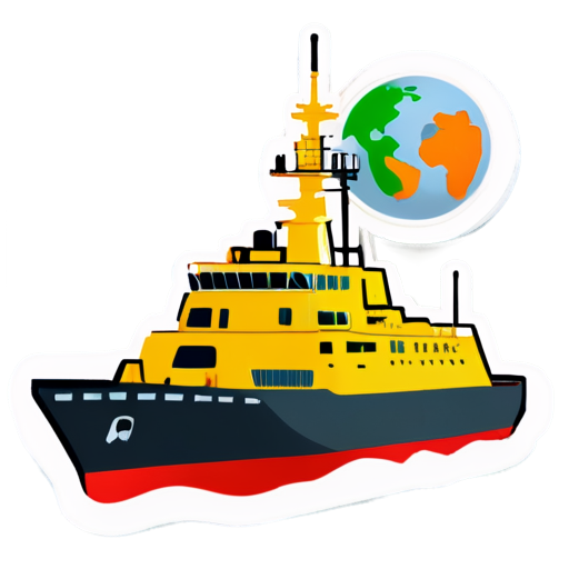 create an icon where sensors on a military ship transmit navigation data to an on-board computer - icon | sticker