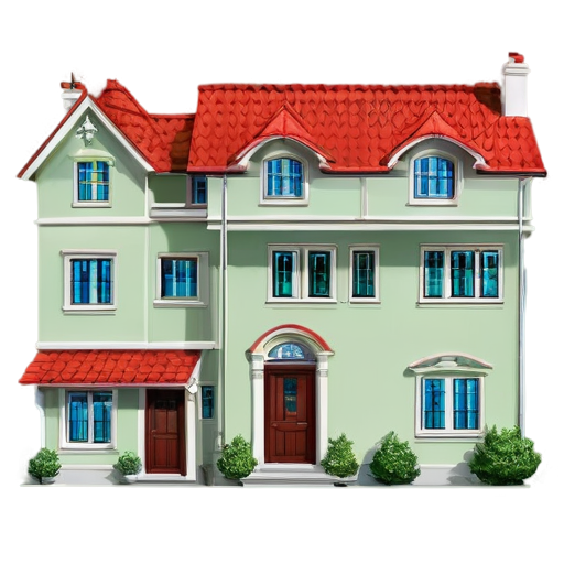 Зеленый дом с красным окошком - icon | sticker
