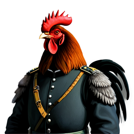 a rooster in a German military uniform - icon | sticker