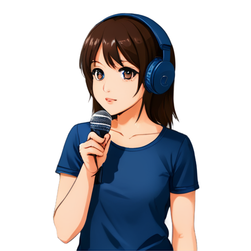anime girl, icon, head with microphone, voice assistant - icon | sticker