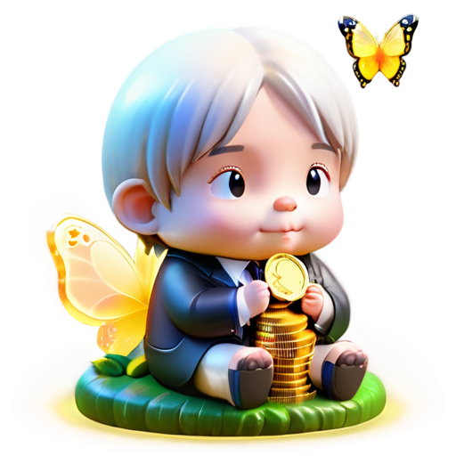 Filthy rich hog is fat and cashed up, sitting in a forest, stacks of gold coins in front of him, a lot of vegetation, butterflies, dandelions ang golden light around, portrait, close up, realistic - icon | sticker