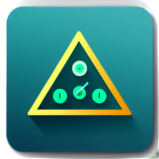 A modern and simple app icon for a math study and practice app. The icon features a flat design style with a harmonious composition based on the Golden Ratio. The background is a soft gradient from light blue to green. In the center, there's a stylized calculator with buttons displaying mathematical symbols (+, -, ×, ÷). Surrounding the calculator are geometric shapes (circle, square, triangle) and a pencil. The overall design is clean and minimalistic, using bright colors to make the icon stand out. - icon | sticker