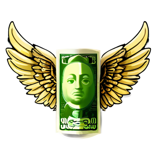 money bills, with wings, icon, serious, emoji style - icon | sticker