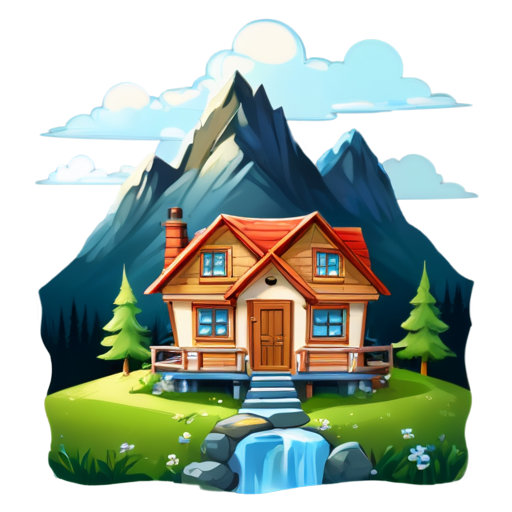 house in the mountains - icon | sticker