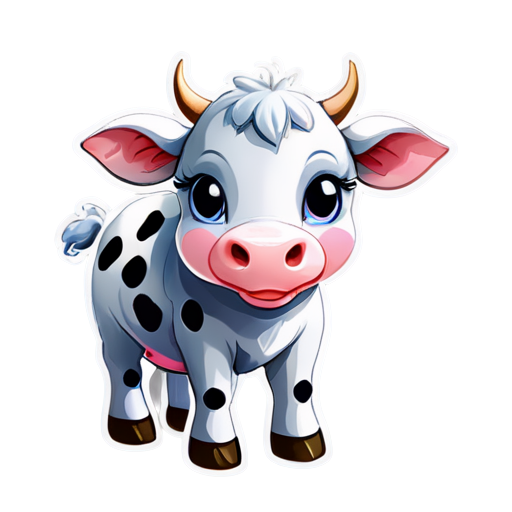 cute cow with brilliant warm pastel colors - icon | sticker