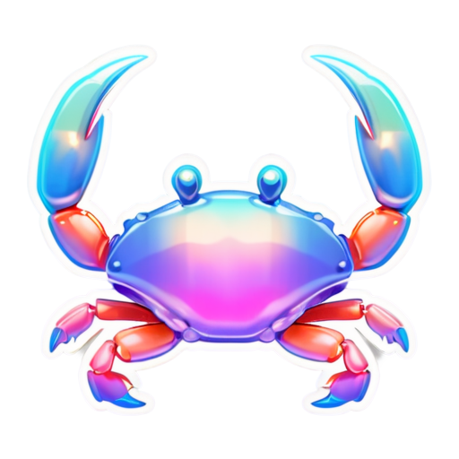 iridescent beautiful crab. Sticker with a white outline - icon | sticker