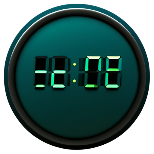 4d Round timer dark turquoise dark blue non white non black 3d tecknick 3d stopwatch very very mach inform tables very small 3d digitall very small millisecond information animations - icon | sticker