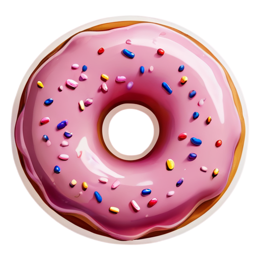 пончик donut in pink glaze with sprinkles - icon | sticker