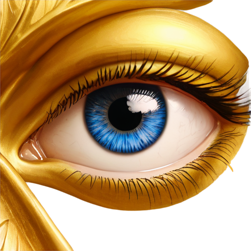 angelic eye and iris, gold and blue, - icon | sticker