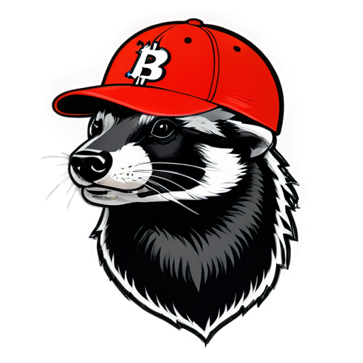 angry honey badger wearing a cap with a bitcoin badge, bold outline with a black outline - icon | sticker