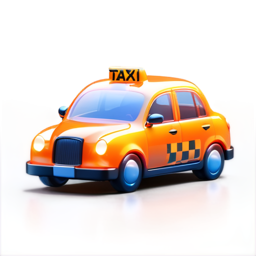 A complex 3D render of an ultra-detailed. taxi icon with orange and black colors. beautiful studio soft light, rim light, vibrant details. - icon | sticker